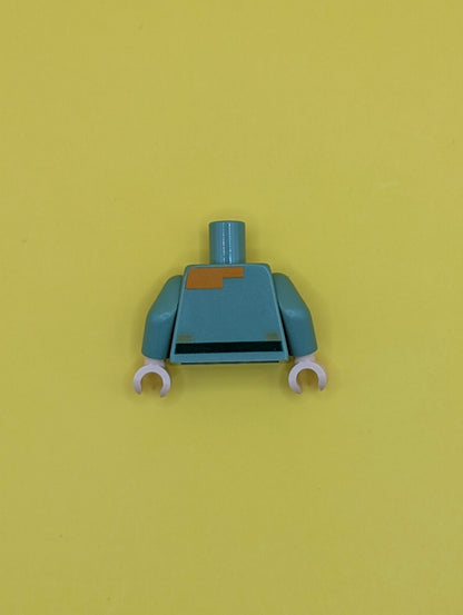 Torso Pixelated Shirt with Olive Green Collar and Dark Green Belt, Light Nougat Neck, Orange Hair Pattern / Sand Green Arms / Light Nougat Hands 973pb2186c01 Lego