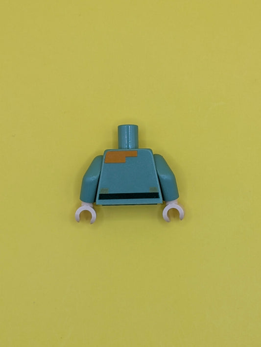 Torso Pixelated Shirt with Olive Green Collar and Dark Green Belt, Light Nougat Neck, Orange Hair Pattern / Sand Green Arms / Light Nougat Hands 973pb2186c01 Lego