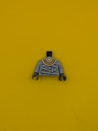 Torso Pharaoh's Quest Mummy Wrappings and Gold Necklace Pattern / Light Bluish Gray Arms / Dark Bluish Gray Hands 973pb0780c01 Lego