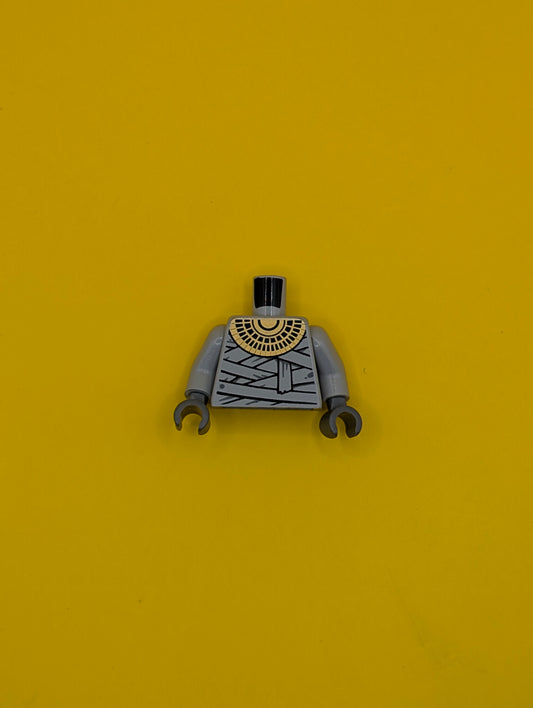 Torso Pharaoh's Quest Mummy Wrappings and Gold Necklace Pattern / Light Bluish Gray Arms / Dark Bluish Gray Hands 973pb0780c01 Lego