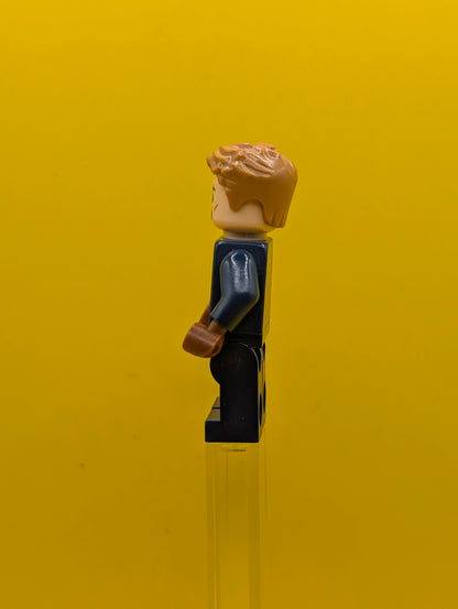 Captain America sh0264 Dark Blue Suit with Reddish Brown Belt and Harness, Reddish Brown Hands, Hair, Dark Brown Eyebrows Marvel Lego Minifigure