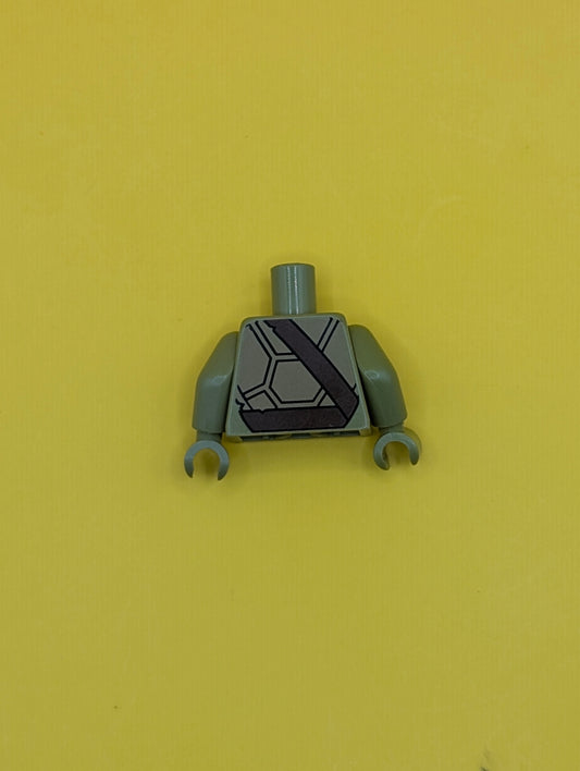 Torso Turtle Shell with Dark Brown Belts, Sunglasses and Orange Bandana Pattern / Olive Green Arms / Olive Green Hands 973pb1755c01 Lego