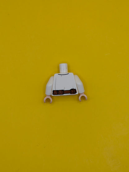 973pb1737c01 Torso SW Wrap-Around Tunic and Utility Belt with Large Pouch, Light Folds Pattern / White Arms / Light Nougat Hands Lego Part