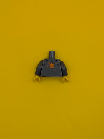 Torso Silver Zipper and Lime Paint Splotches Pattern / Dark Bluish Gray Arms / Yellow Hands 973pb1405c01 Lego