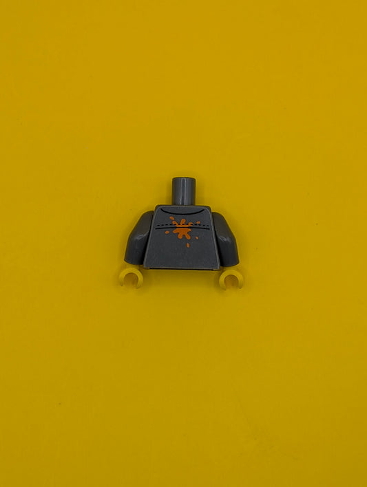 Torso Silver Zipper and Lime Paint Splotches Pattern / Dark Bluish Gray Arms / Yellow Hands 973pb1405c01 Lego