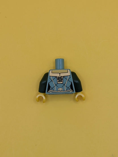 Torso Castle Kingdoms Female Corset with Gold Trimmed Front and Rectangular Neckline Pattern / Dark Green Arms / Yellow Hands 973pb1032c01 Lego