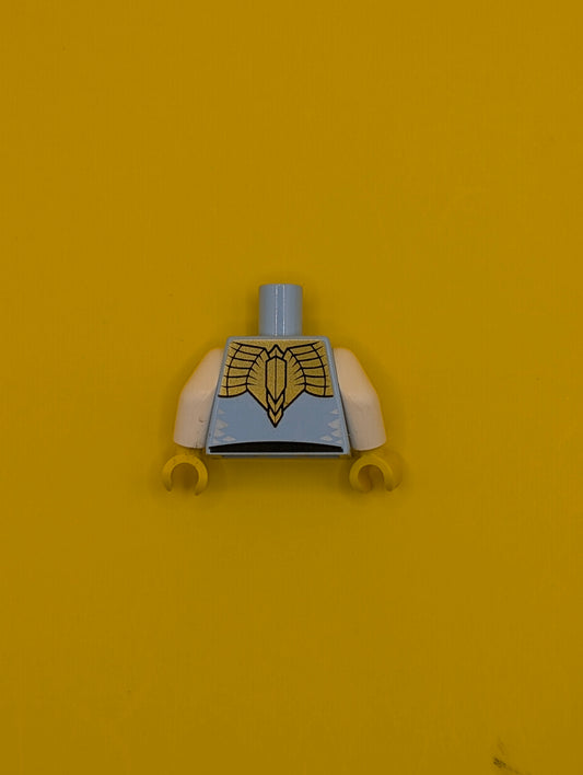Torso Chima Muscles Outline and Gold Belt and Shoulder Plate Pattern Front and Back / White Arms / Yellow Hands 973pb1301c01 Lego