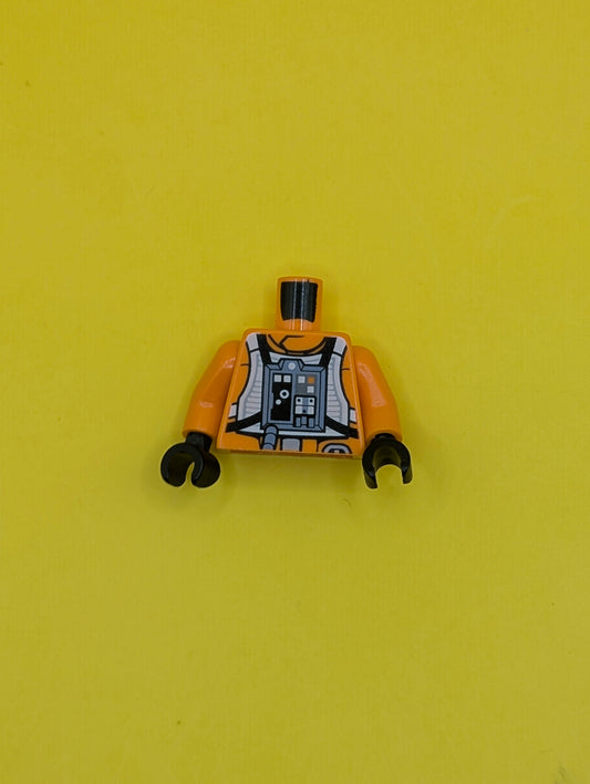 Torso SW Rebel Pilot with Black Belt with Buckle on Back Pattern / Orange Arms / Black Hands 973pb1588c01