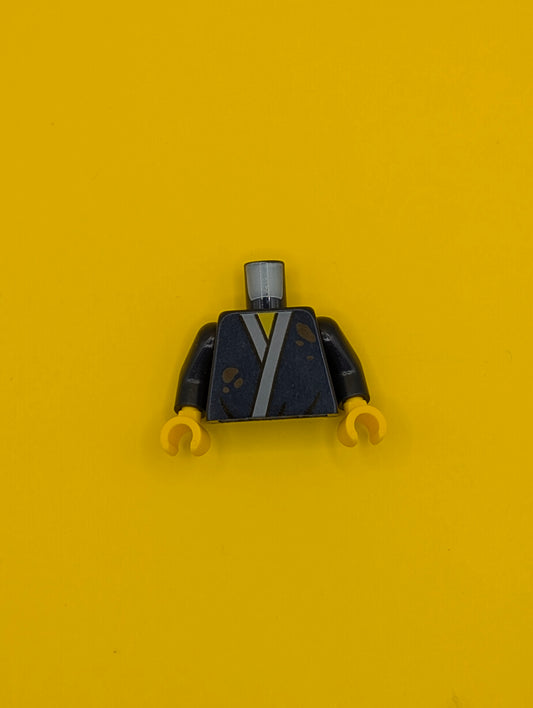 Torso Robe with Sand Blue Trim and Mud Splotches Pattern / Dark Blue Arms / Yellow Hands 973pb2822c01 Lego