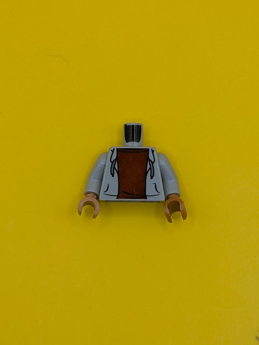 Torso Hoodie Open with Pockets and Dark Bluish Gray Drawstrings over Dark Red Shirt Pattern / Light Bluish Gray Arms / Medium Nougat Hands 973pb2066c03 Lego
