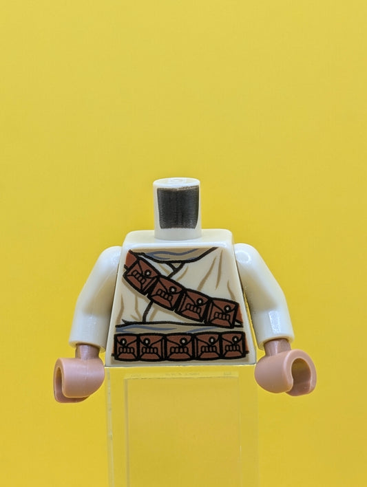 973pb3750c01 Torso SW Tusken Raider with Reddish Brown Diagonal Belt with Pouches Pattern / Tan Arms / Medium Nougat Hands Lego