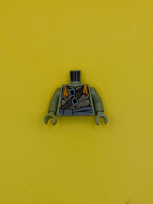 Torso Turtle Shell with Dark Brown Belts, Sunglasses and Orange Bandana Pattern / Olive Green Arms / Olive Green Hands 973pb1755c01 Lego