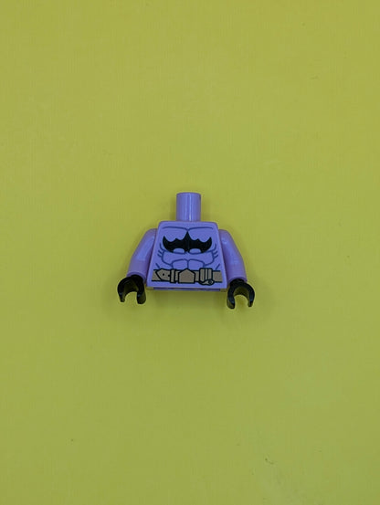 973pb1923c01 Torso Batman Logo Upside Down with Muscles and Gold Belt Pattern / Medium Lavender Arms / Black Hands Lego Part