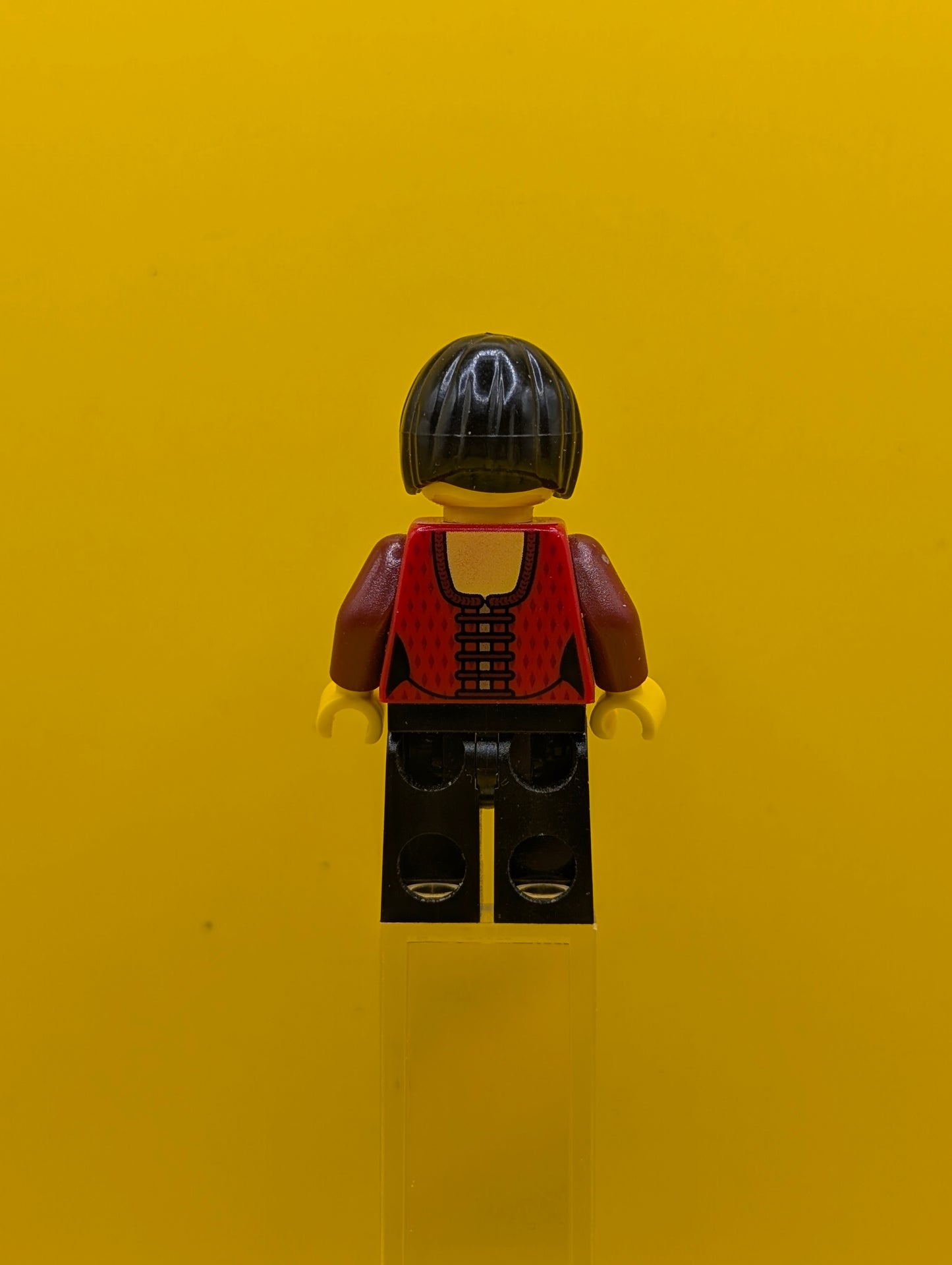 Female Corset cty0327 with Gold Panel Front and Lace Up Back Pattern, Black Legs, Black Bob Cut Hair City Lego Set