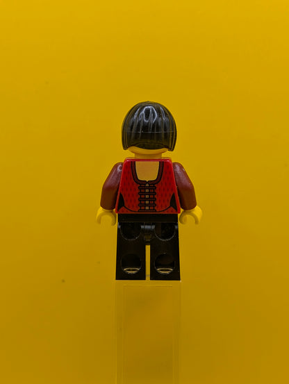 Female Corset cty0327 with Gold Panel Front and Lace Up Back Pattern, Black Legs, Black Bob Cut Hair City Lego Set