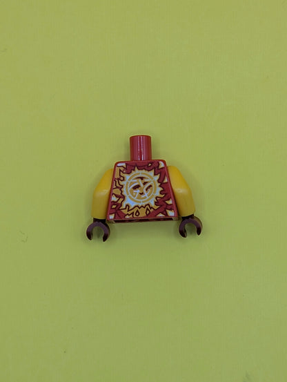Torso Tunic, White and Bright Light Orange Energy, Ninjago Logogram Letter K Pattern / Bright Light Orange Arms / Dark Red Hands 973pb4631c01 Lego