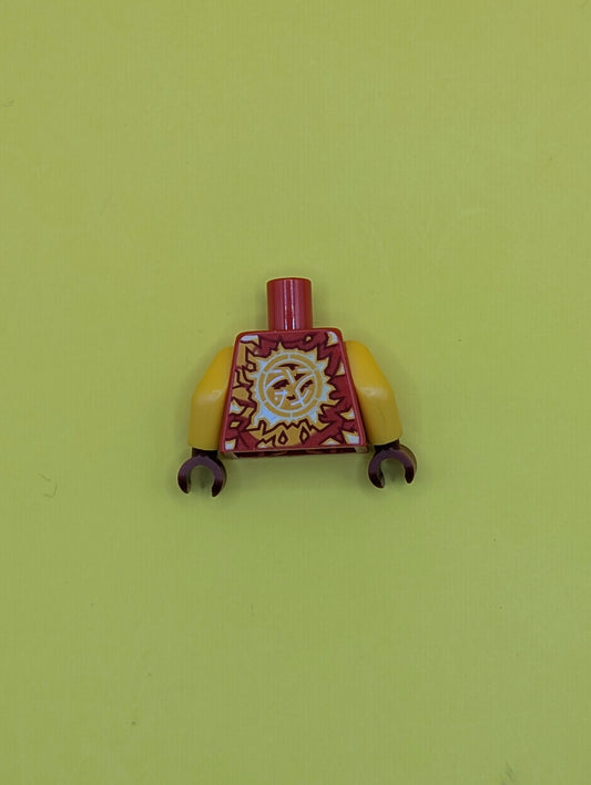 Torso Tunic, White and Bright Light Orange Energy, Ninjago Logogram Letter K Pattern / Bright Light Orange Arms / Dark Red Hands 973pb4631c01 Lego