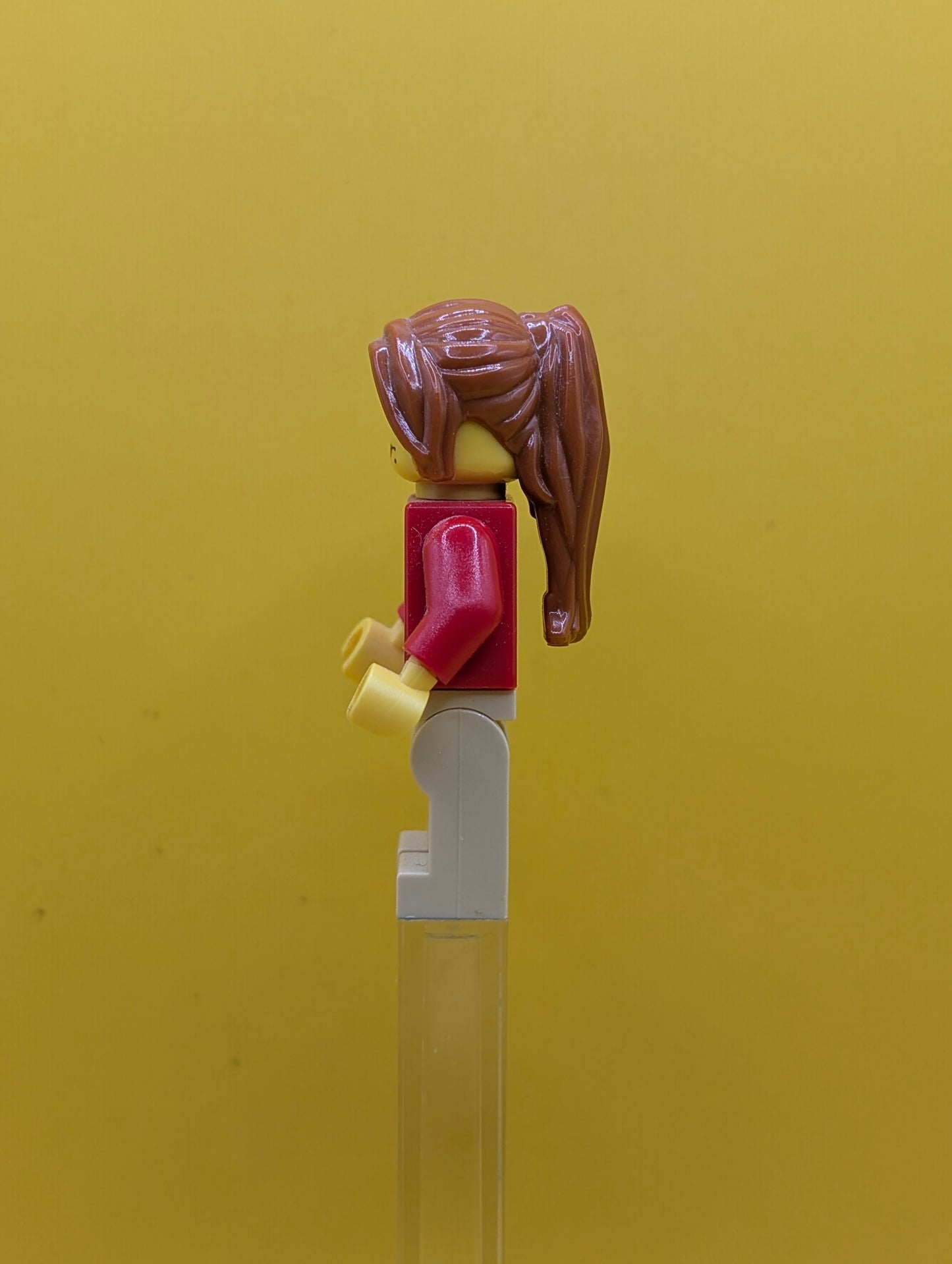 Post Office twn146 White Envelope and Stripe, Tan Legs, Dark Orange Ponytail Long with Side Bangs City Lego Minifigure