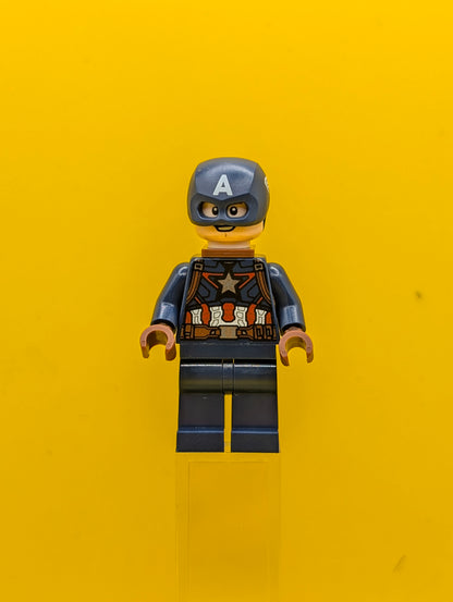 Captain America sh0973 Dark Blue Suit, Reddish Brown Hands, Helmet, Reddish Brown Neck Bracket Marvel Lego Minifigure