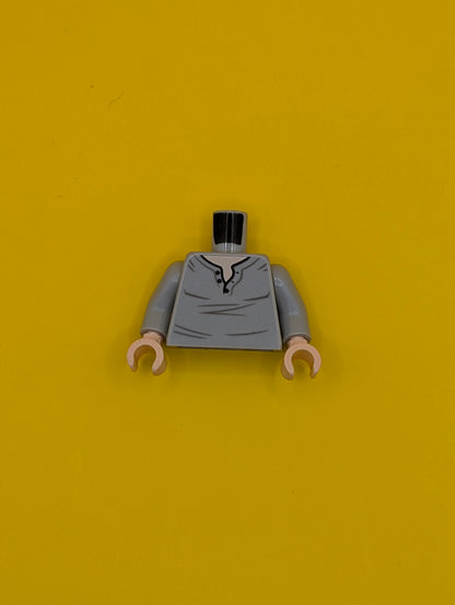 Torso Henley Shirt with Open Collar and Dark Bluish Gray Creases, Light Nougat Neck Pattern / Light Bluish Gray Arms / Light Nougat Hands 973pb3627c01 Lego