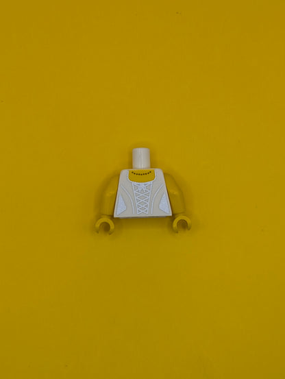 Torso Female Wedding Dress Robe with Gold Pattern and Necklace / Yellow Arms / Yellow Hands 973pb0963c01 Lego