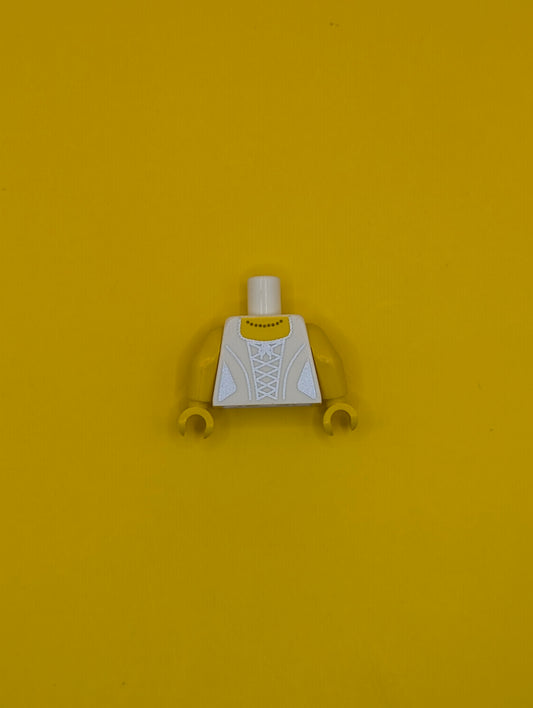 Torso Female Wedding Dress Robe with Gold Pattern and Necklace / Yellow Arms / Yellow Hands 973pb0963c01 Lego