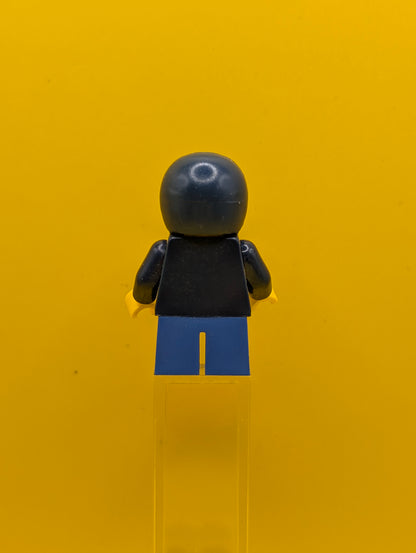 Plaid Button Shirt twn125 Blue Short Legs, Dark Blue Hood, Lopsided Smile with Dimple City Lego Minifigure