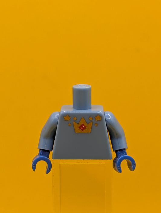 973pb3078c01 Torso with Gold Stars and Crown with Red Diamond Jewel Pattern / Medium Blue Arms / Blue Hands Lego