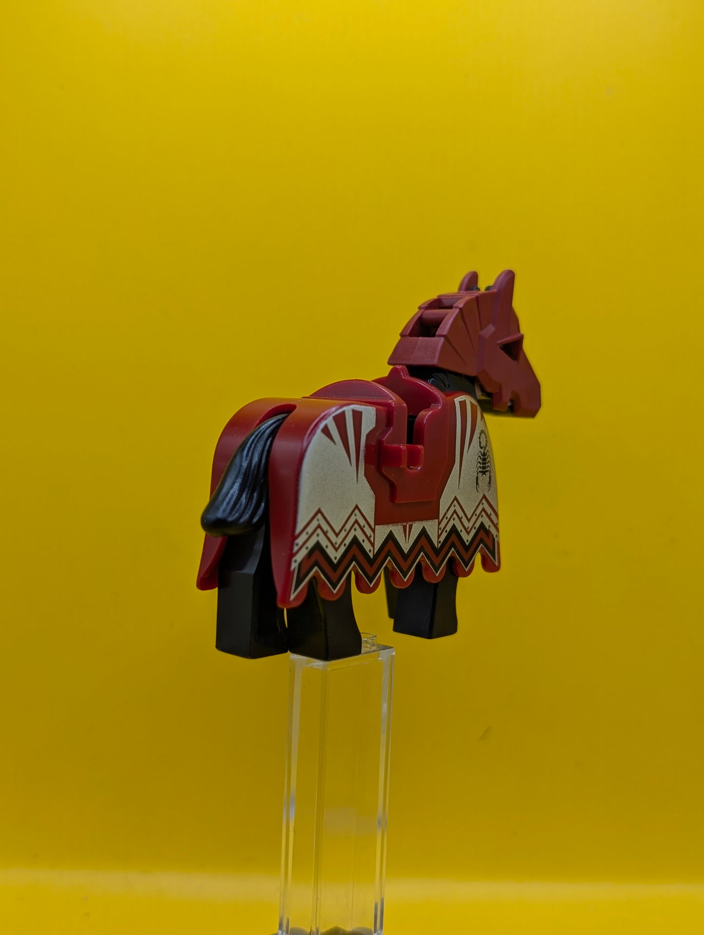 Horse 4493c01pb02 Black Eyes Circled with White, Brown Bridle Pattern With Armor Lego Minifigure