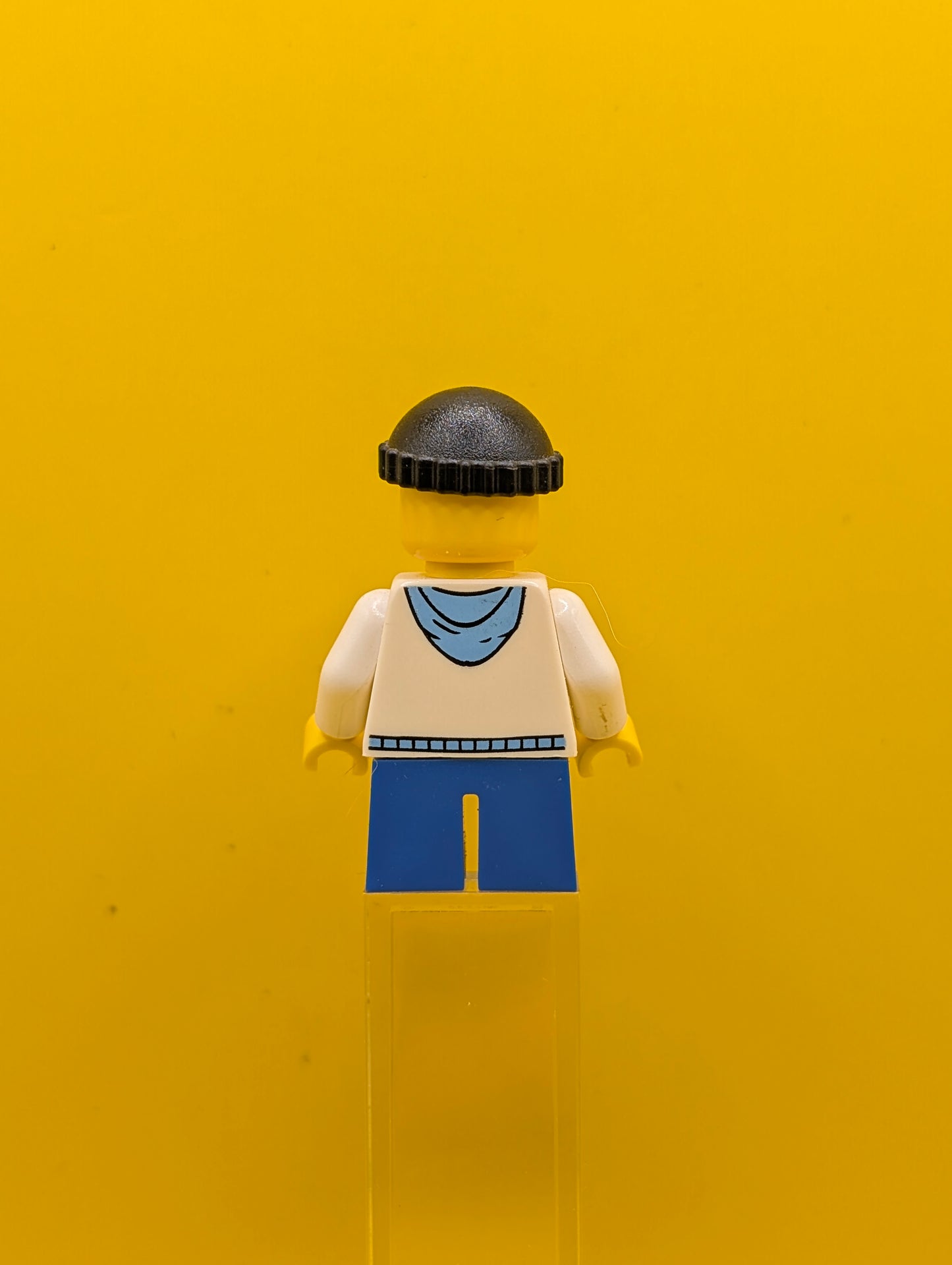 Child cty0438 Boy, White Hoodie with Medium Blue Pocket, Blue Short Legs, Black Knit Cap City Lego Minifigure