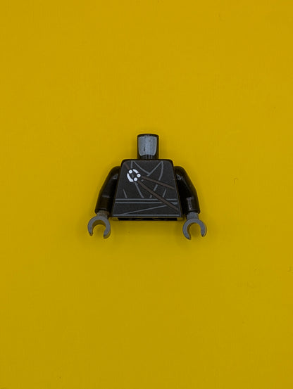 Torso Layered Robe, Dark Brown Strings with Silver Clasp, Katana Scabbard on Back Pattern / Black Arms / Dark Bluish Gray Hands 973pb1367c01 Lego