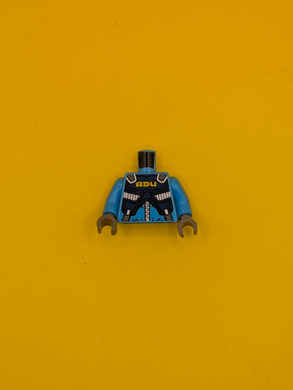 973pb0903c01 Torso Alien Conquest ADU Soldier with Protection Vest Pattern / Dark Azure Arms / Dark Bluish Gray Hands Lego Part