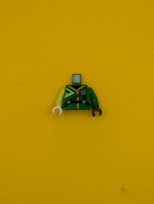 Torso Robe with Lime Hems, Black Straps Pattern / Green Arm Left / Yellowish Green Arm Right / Black Hand Left / White Hand Right 973pb3783c01 Lego