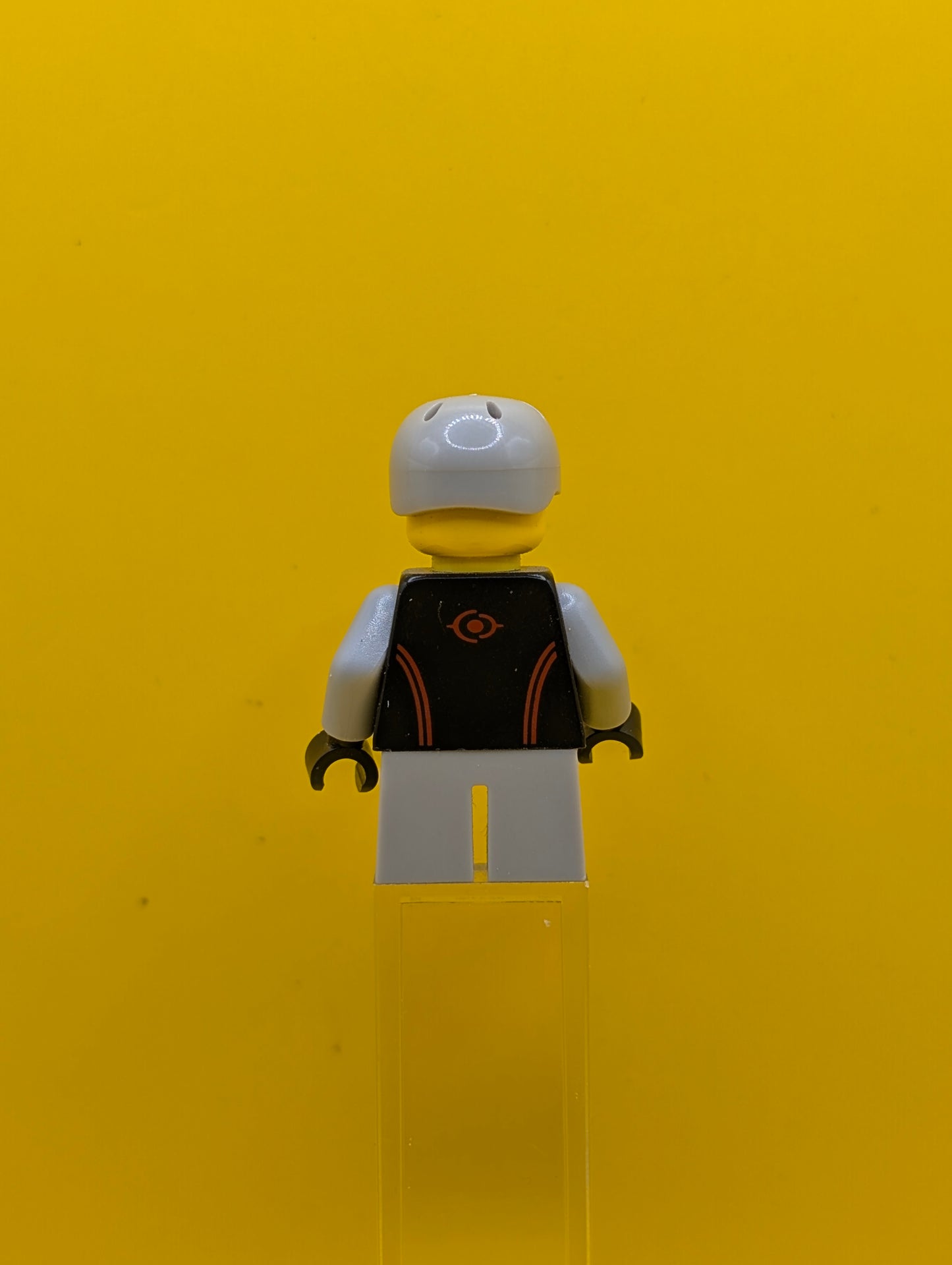 Leather Jacket cty0332 with Zipper, Red Lines and Logo Pattern, Light Bluish Gray Short Legs, Light Bluish Gray Sports Helmet City Lego Set