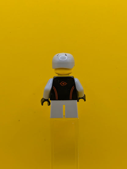 Leather Jacket cty0332 with Zipper, Red Lines and Logo Pattern, Light Bluish Gray Short Legs, Light Bluish Gray Sports Helmet City Lego Set