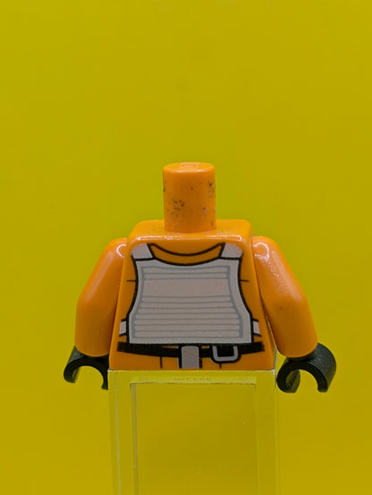 973pb1588c01 Torso SW Rebel Pilot with Black Belt with Buckle on Back Pattern / Orange Arms / Black Hands Lego