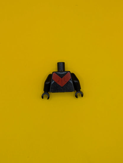 Torso Batman Nightwing Red V Logo and Muscles Pattern / Black Arms / Black Hands 973pb1645c01 Lego