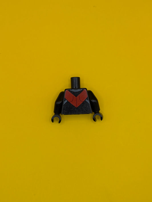 Torso Batman Nightwing Red V Logo and Muscles Pattern / Black Arms / Black Hands 973pb1645c01 Lego