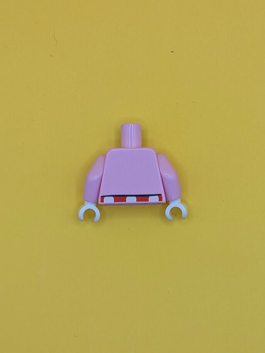 Torso Open Jacket with Button over Red Dress with White Polka Dots Pattern / Bright Pink Arms / White Hands 973pb4730c01 Lego