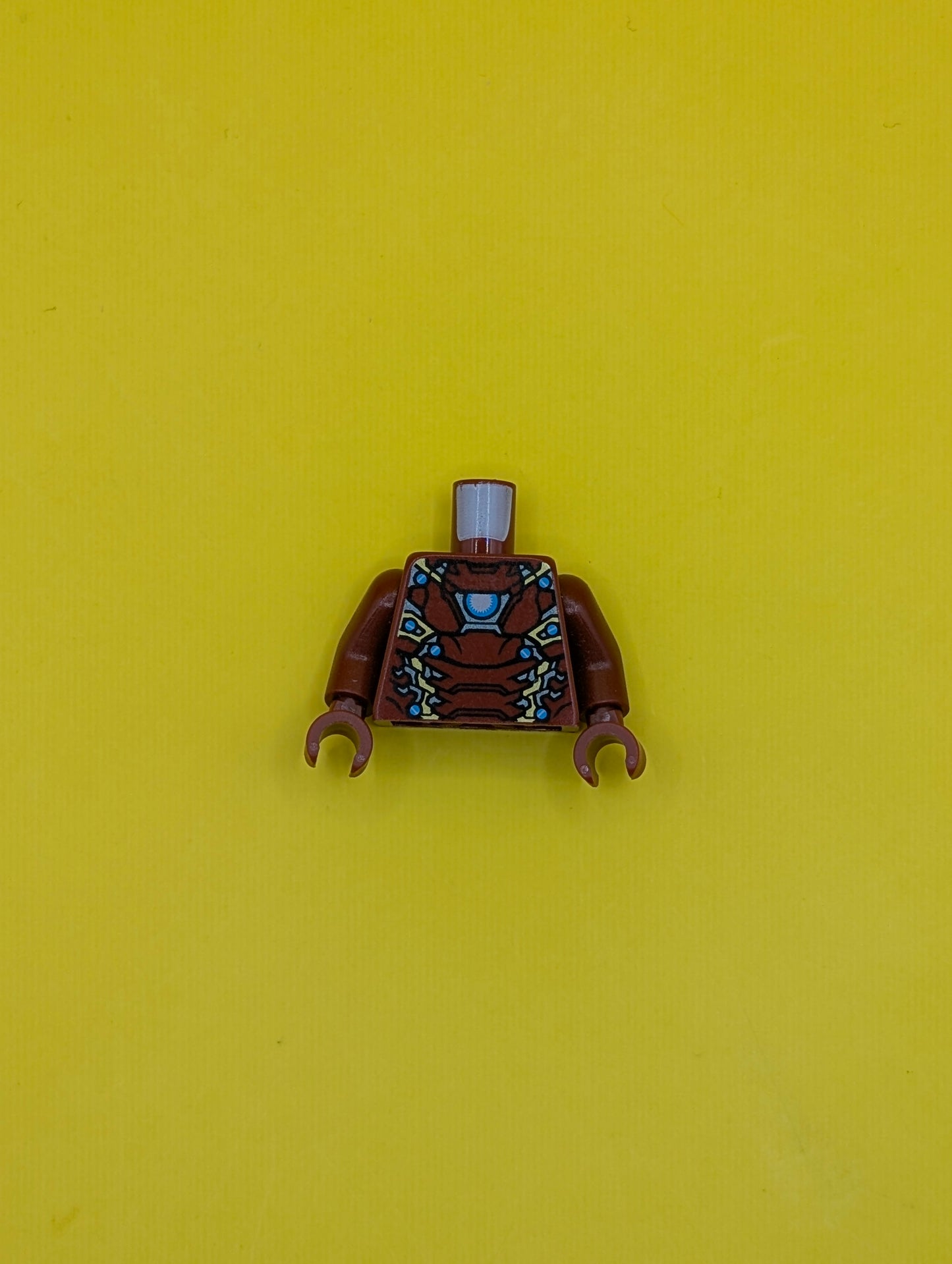 973pb2268c01 Torso Armor with Partial White and Blue Circle and Gold, Silver and Blue Plates (Mark 46) Pattern / Dark Red Arms / Dark Red Hands Lego Part