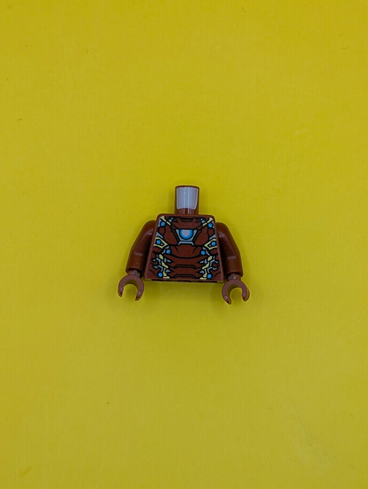 973pb2268c01 Torso Armor with Partial White and Blue Circle and Gold, Silver and Blue Plates (Mark 46) Pattern / Dark Red Arms / Dark Red Hands Lego Part