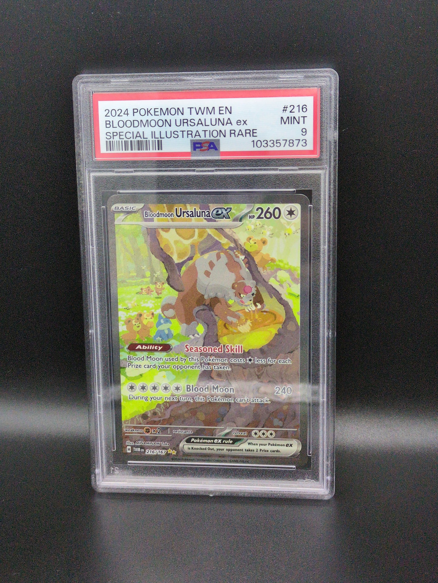 #216/167 Bloodmoon Ursaluna ex Special Illustration Twilight Masquerade PSA 9