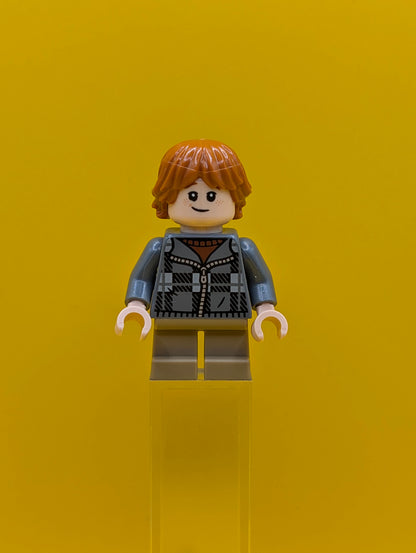 Ron Weasley hp496 Dark Bluish Gray Plaid Jacket, Dark Tan Short Legs Harry Potter Lego Minifigure