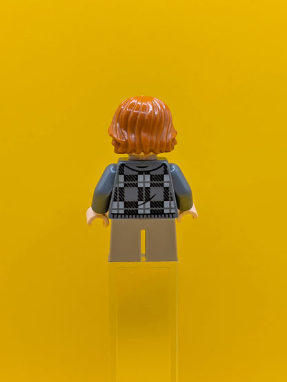 Ron Weasley hp496 Dark Bluish Gray Plaid Jacket, Dark Tan Short Legs Harry Potter Lego Minifigure
