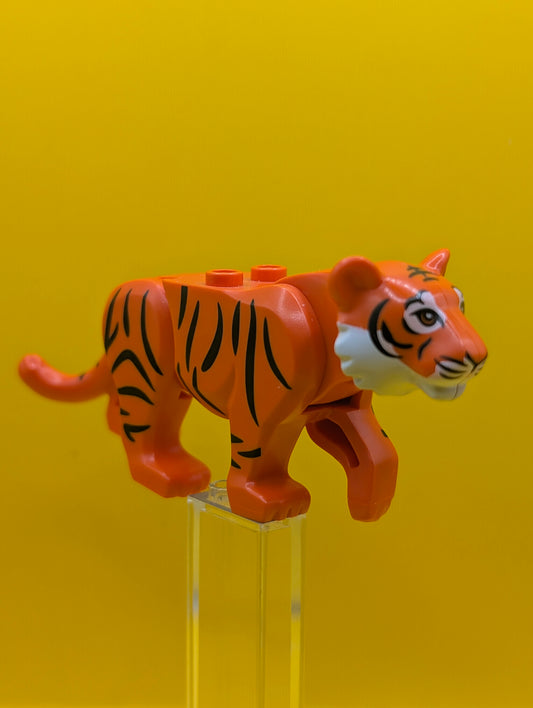 Tiger bb0787c05pb01 with White Muzzle and Nose and Black Stripes Pattern City Lego Minifigure