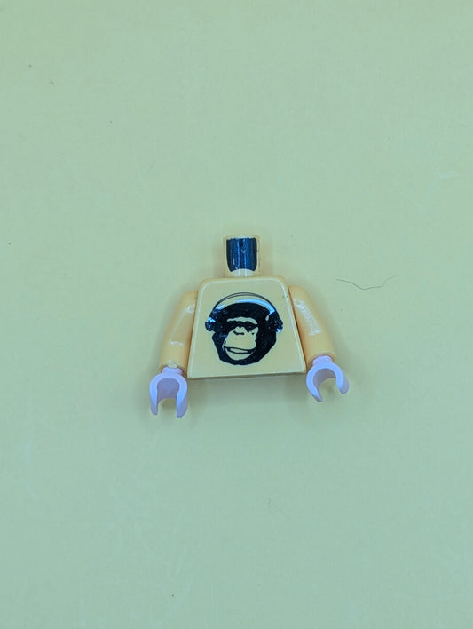 Torso Speed Racer Chimpanzee with Silver Headphones Pattern / Yellow Arms / Light Nougat Hands 973pb0478c01 Lego
