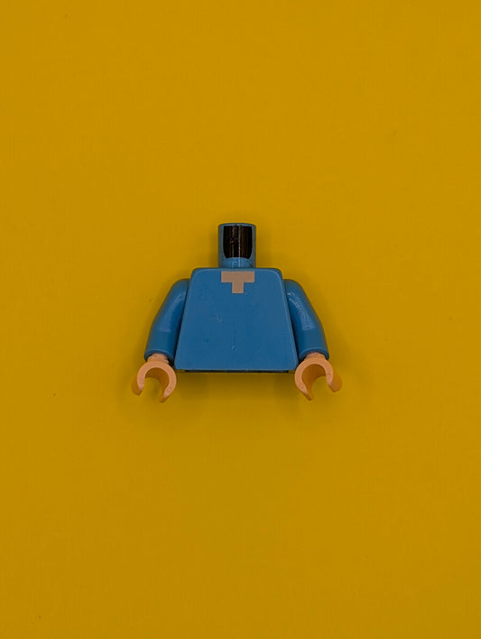 Torso Pixelated Light Nougat Neck Pattern (Minecraft Steve) / Dark Azure Arms / Light Nougat Hands 973pb1813c01 Lego