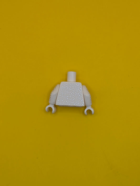 Torso Tuxedo with Gold Tie and Vest, Silver Speckles Pattern / White Arms with Silver Speckles Pattern / White Hands 973pb2938c01 Lego
