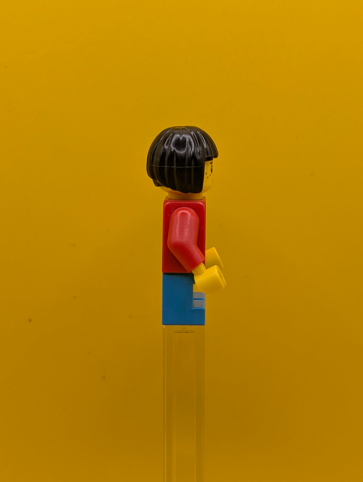 Sweater Cropped cty0437 with Bow, Heart Necklace, Dark Azure Short Legs, Black Bob Cut Hair City Lego Minifigure