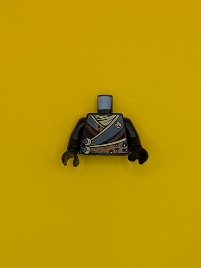 Torso Ninjago Robe with Gold Buckles and Earth Power Emblem Pattern / Black Arms / Black Hands 973pb1572c01 Lego